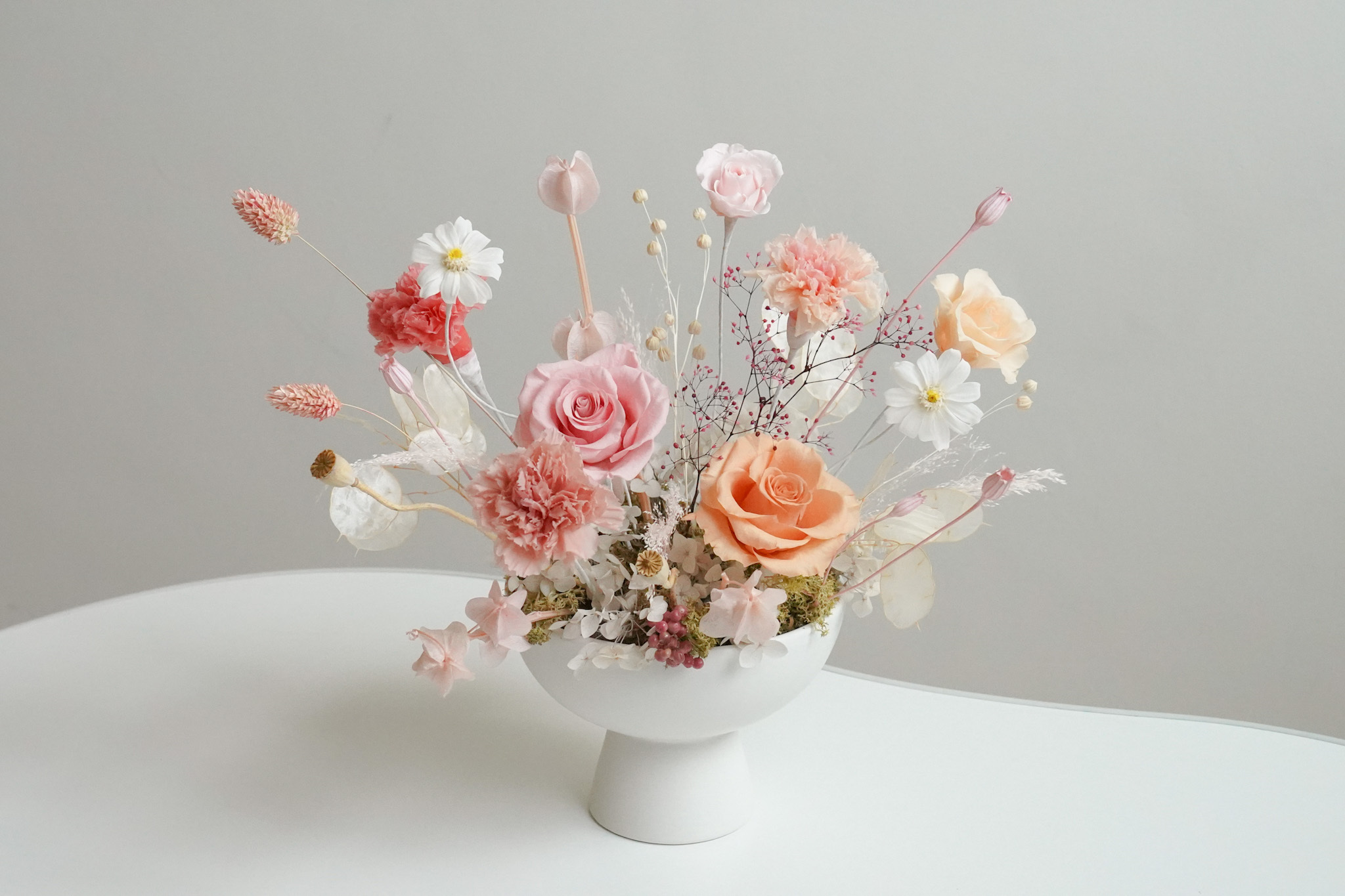 夢幻噴泉永生花盆花