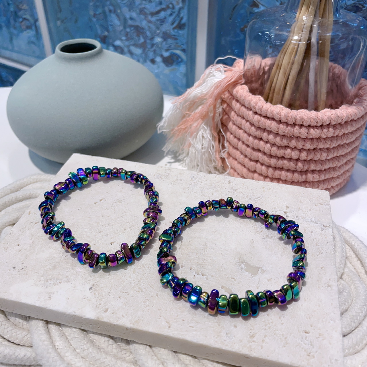 幻彩黑膽石豆豆手串