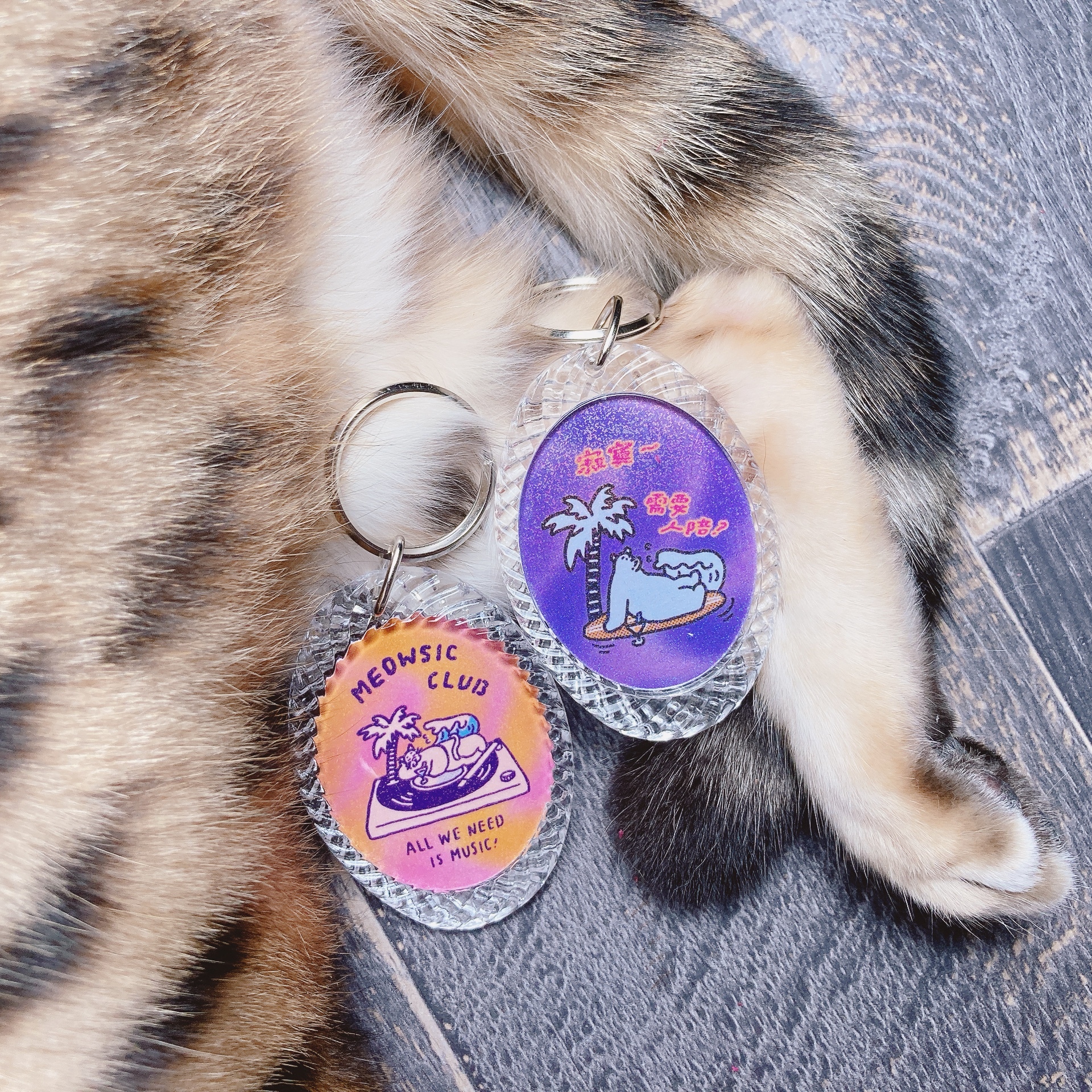 黑白小姐｜MEOWSIC CLUB 炫炫雷射鑰匙圈