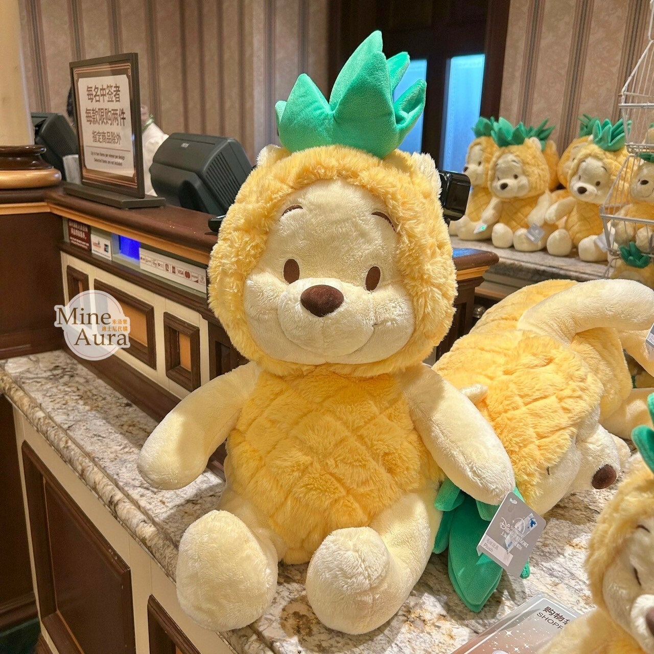 (限時特價) 小熊維尼 Winnie the Pooh 鳳梨裝 可脫帽 L號 娃娃 玩偶 -上海迪士尼樂園