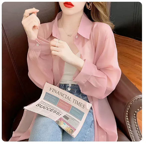 Ice Silk Sunscreen Long Sleeve Shirt (Pink Size: S-3XL) (Please contact customer service to confirm the shipping size after placing an order)