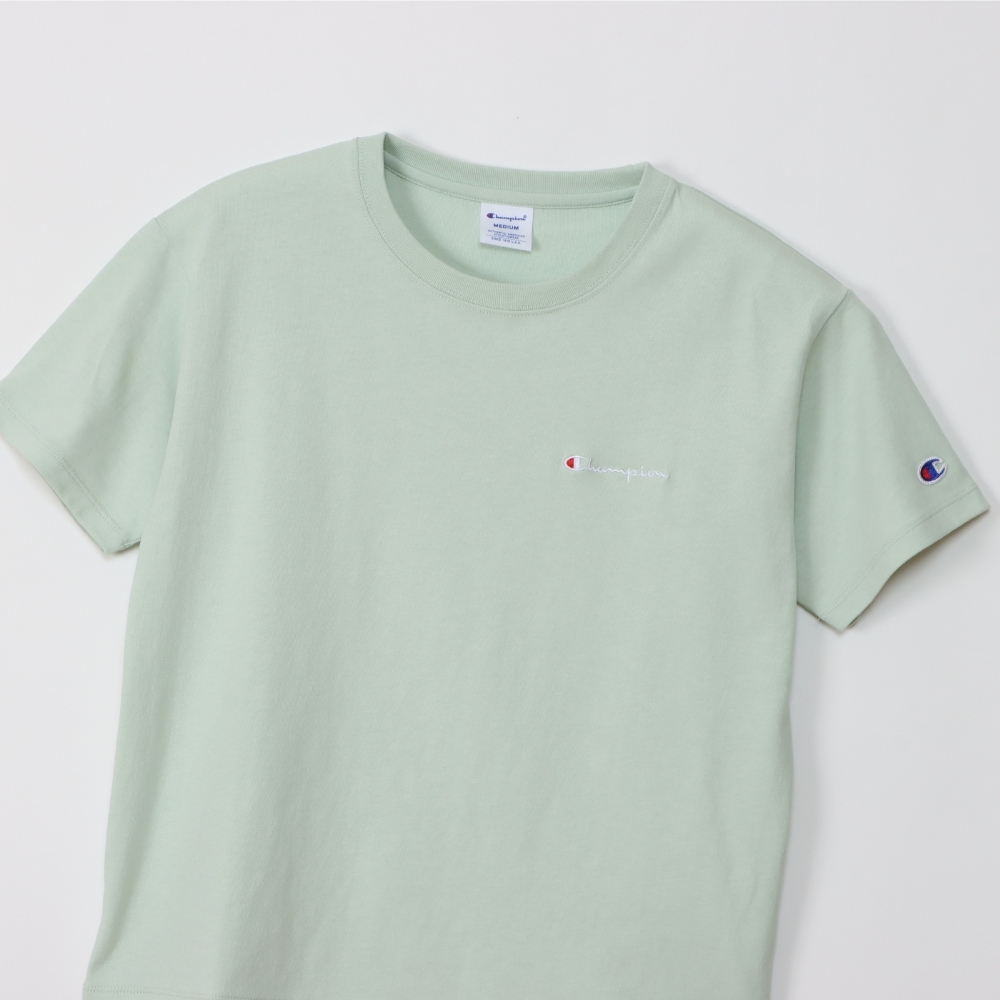 女款 BASIC 刺繡LOGO 寬版短TEE(青蘋)