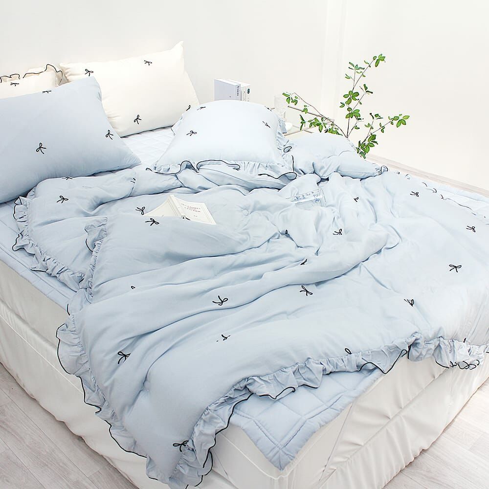 KQ2501 莫代爾法式花邊蝴蝶結刺繡