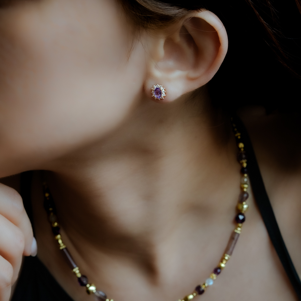 為你摘下銀河系｜紫水晶耳環 E0026