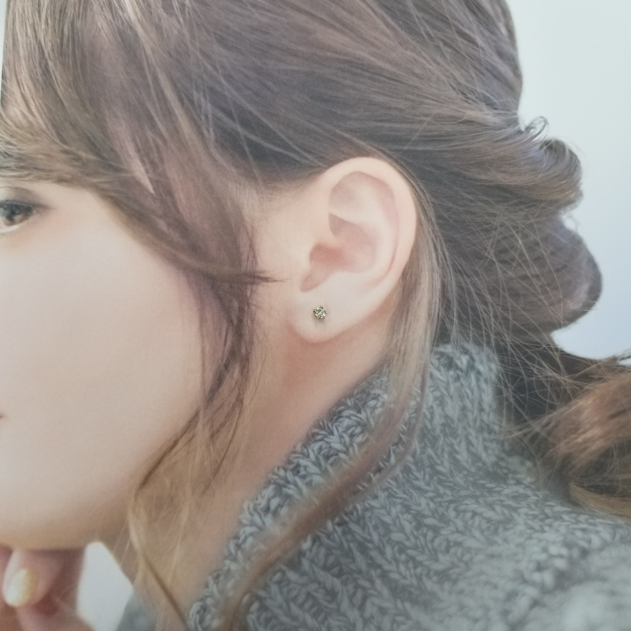 全新18K玫瑰金【主石33份鑽石】4爪耳環