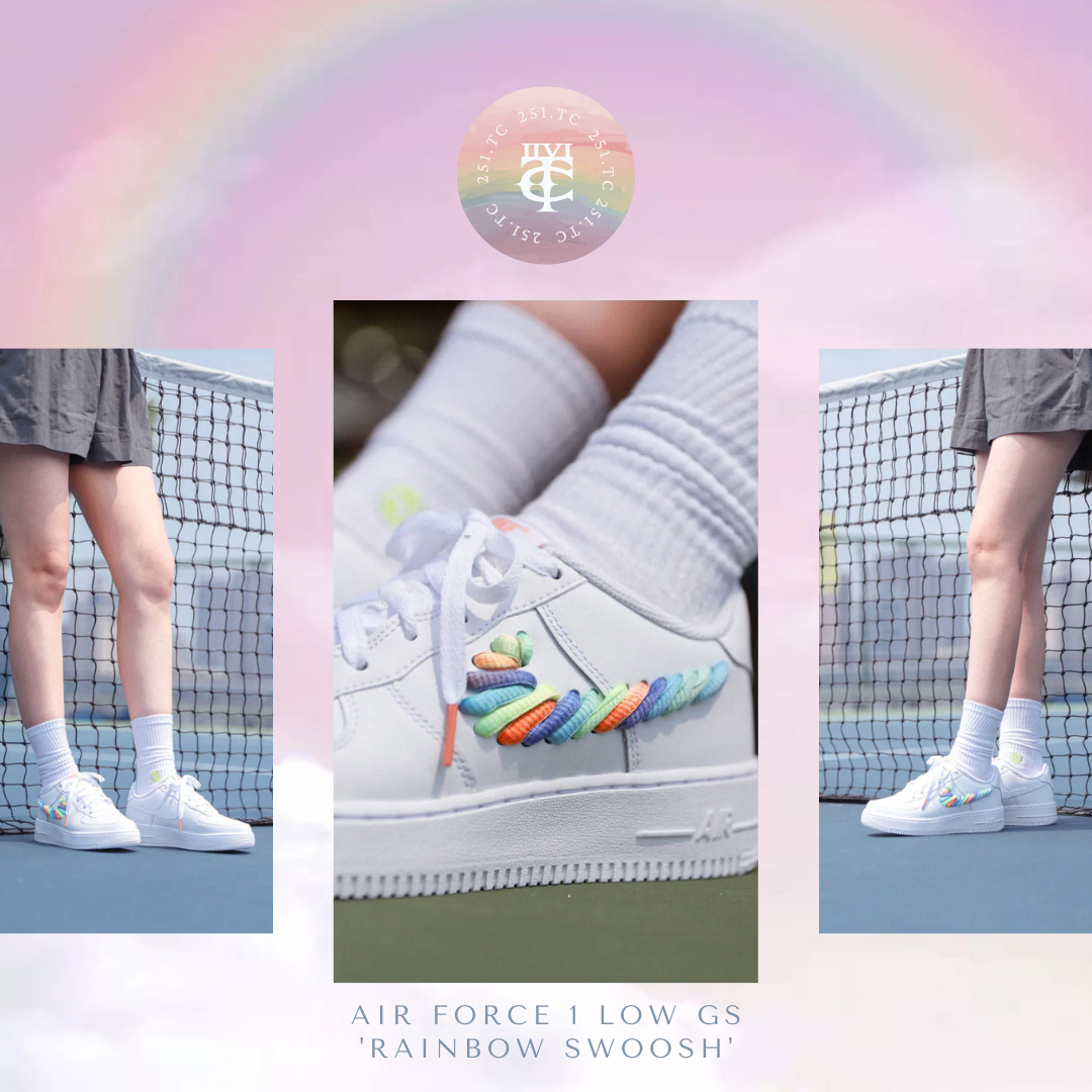 NIKE AIR FORCE 1 LOW GS AF1 'Rainbow Swoosh' 編織彩虹 女款 休閒鞋 FQ4948100