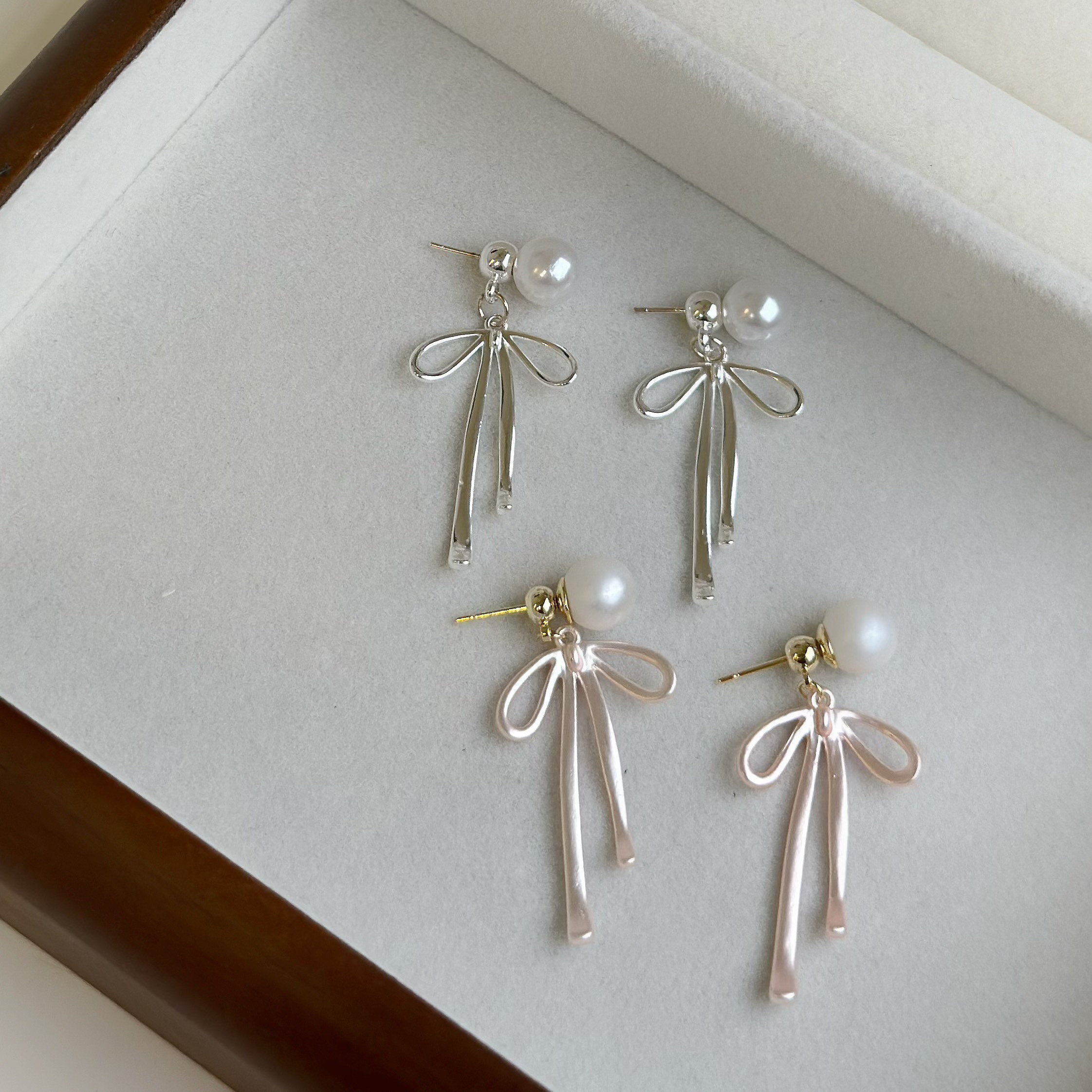 T34輪廓．珍珠蝴蝶結前後扣