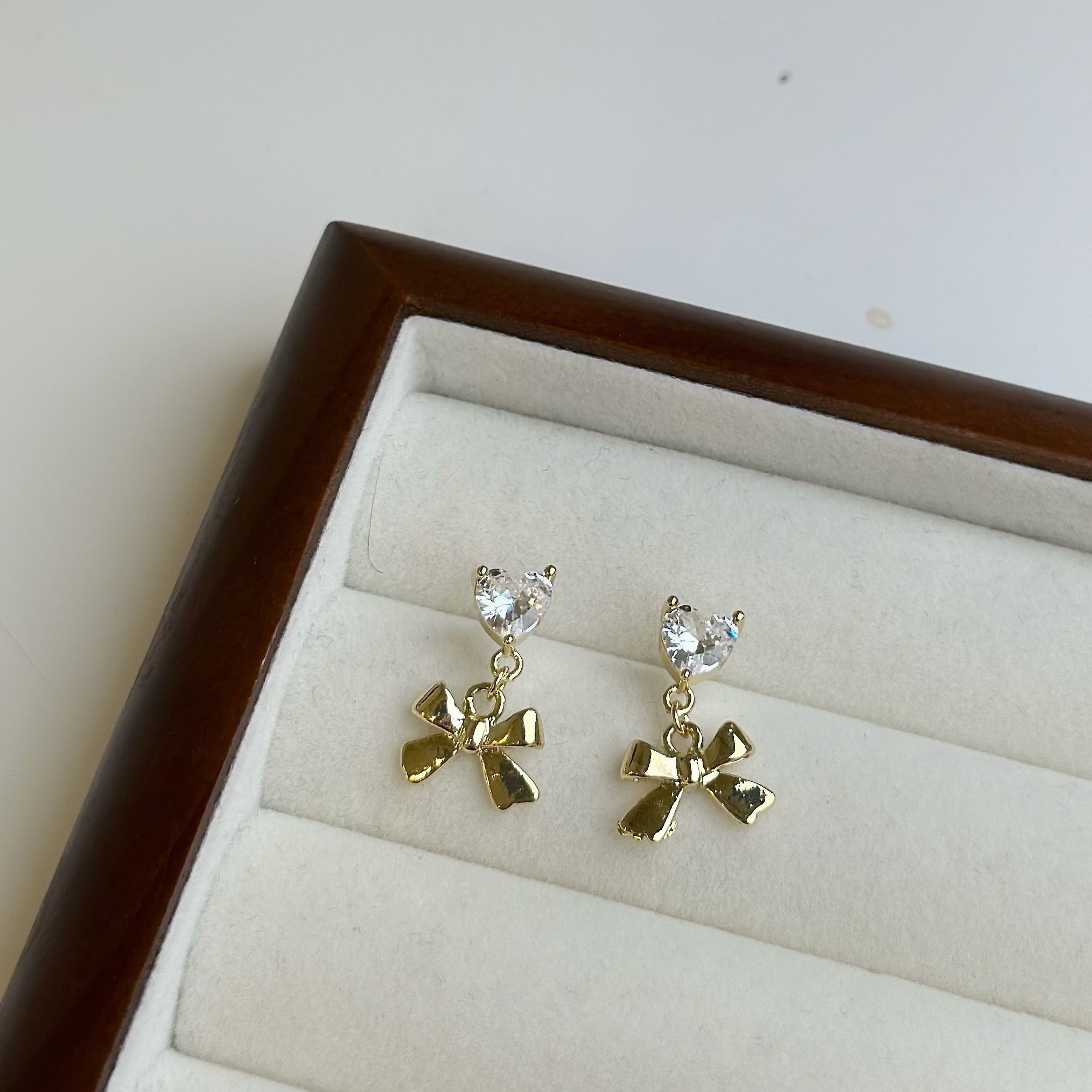 微光．愛心鑽蝴蝶結垂吊