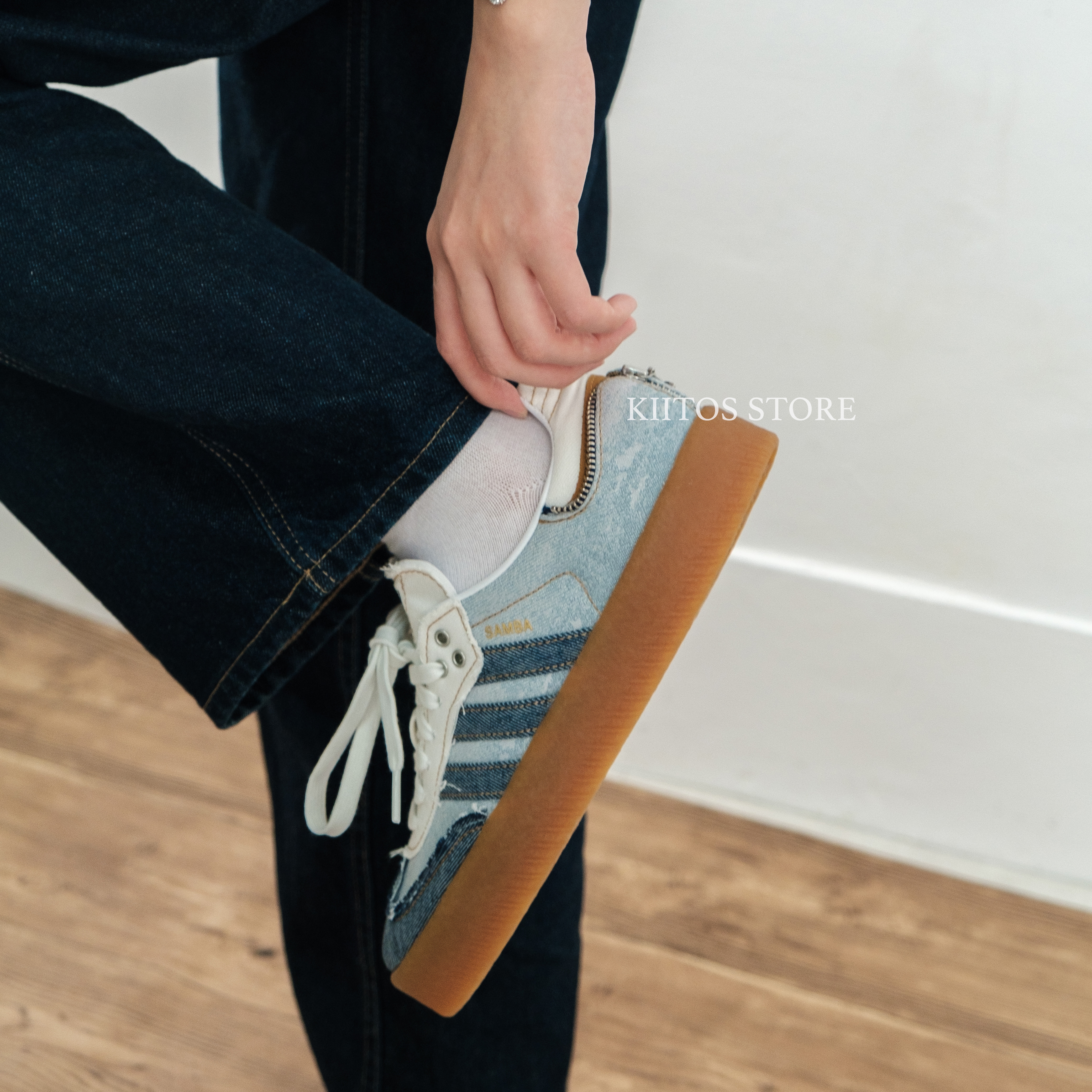 現貨 Adidas X Atmos Sambae W "Stacked Denim" 聯名款 丹寧牛仔 拉鍊 II0001