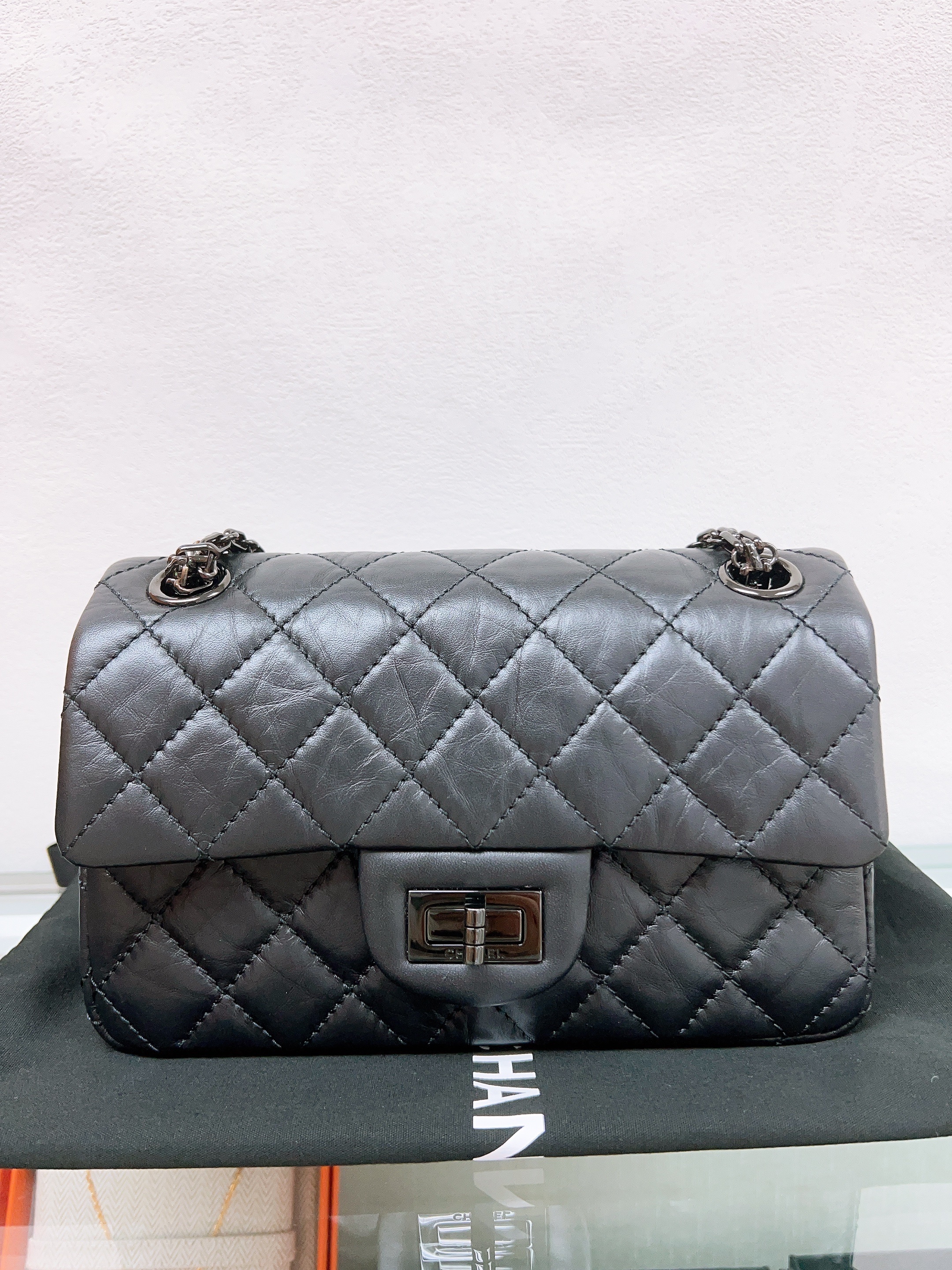 Chanel 2.55 mini bag so black
