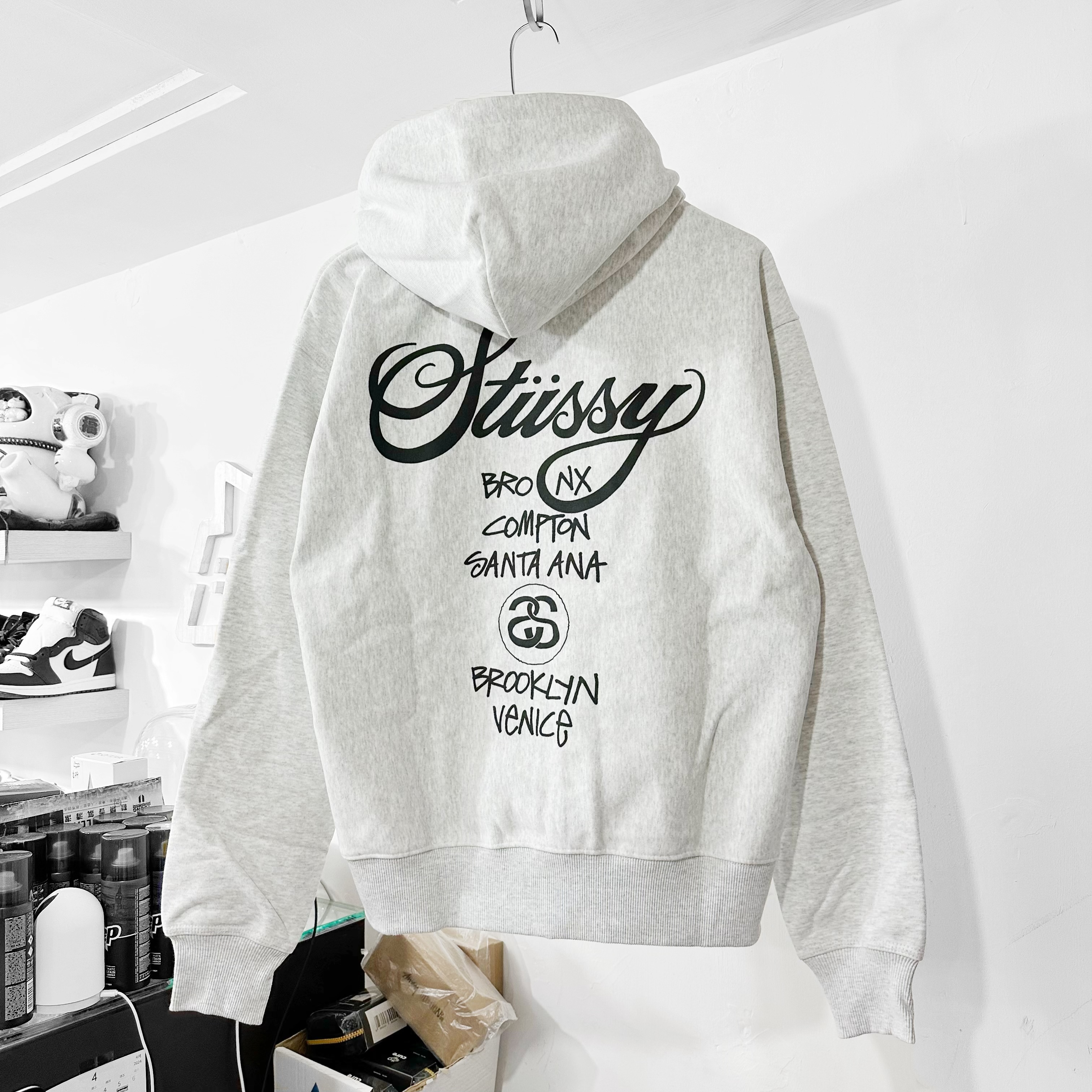 STUSSY WORLD TOUR ZIP HOODIE - ASH HEATHER 拉鏈外套