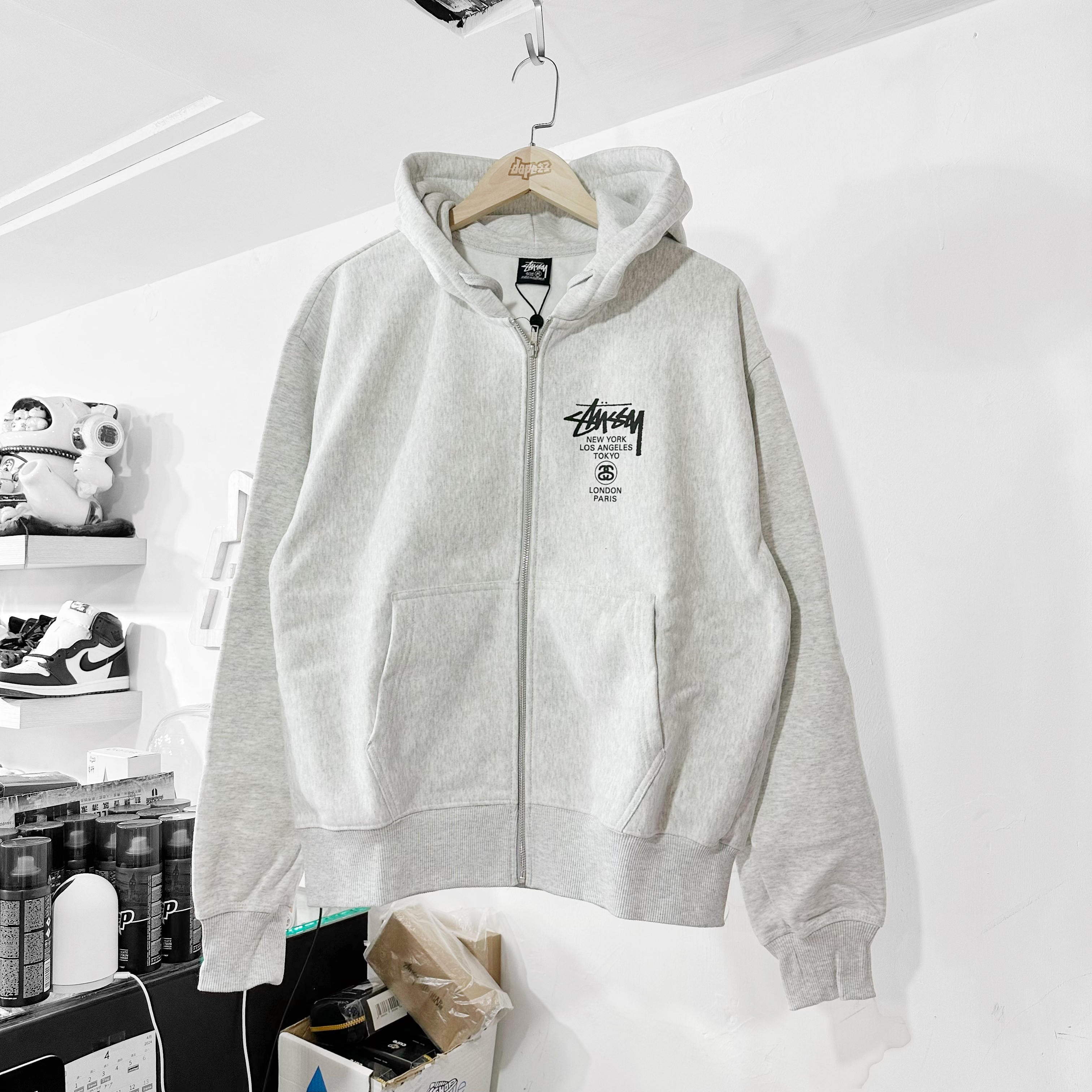 STUSSY WORLD TOUR ZIP HOODIE - ASH HEATHER 拉鏈外套