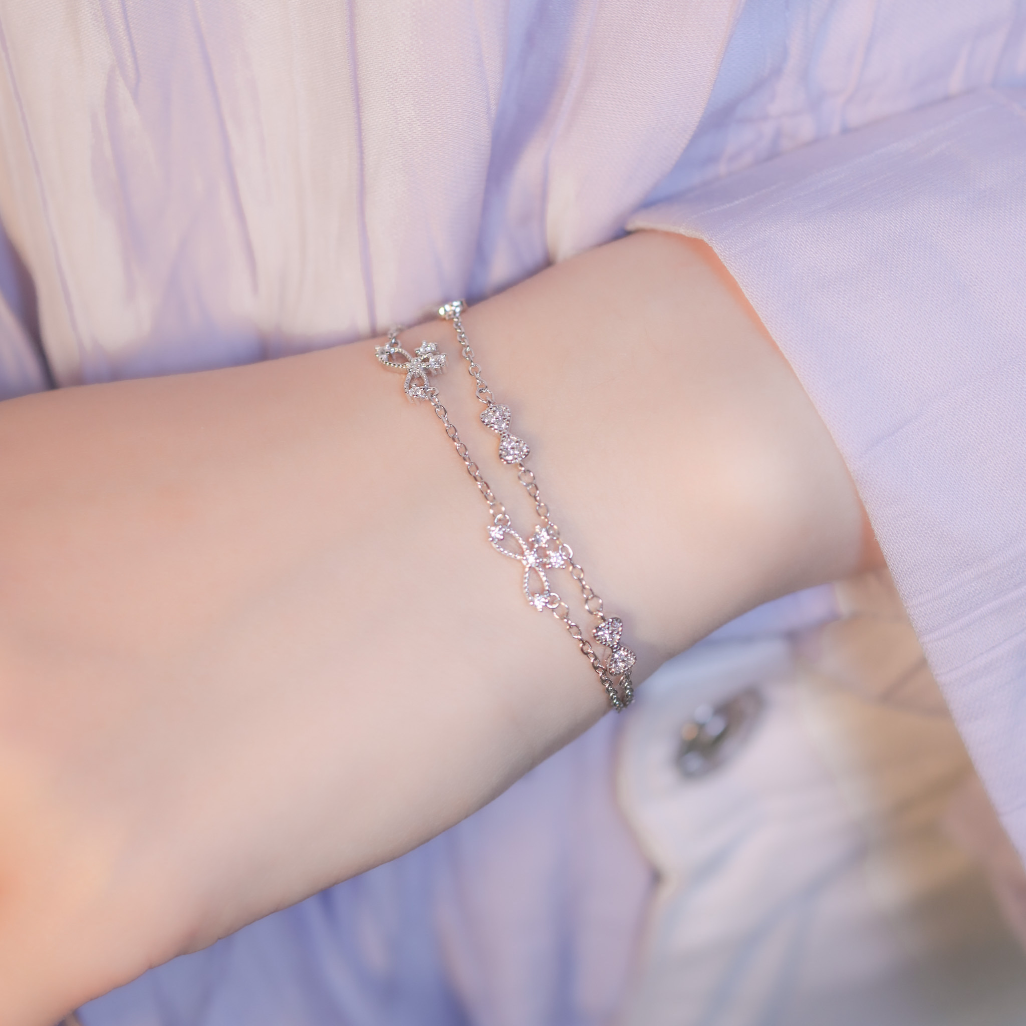 | 925純銀・ 白金 | 願望結雙層手鏈 | BR1073 |