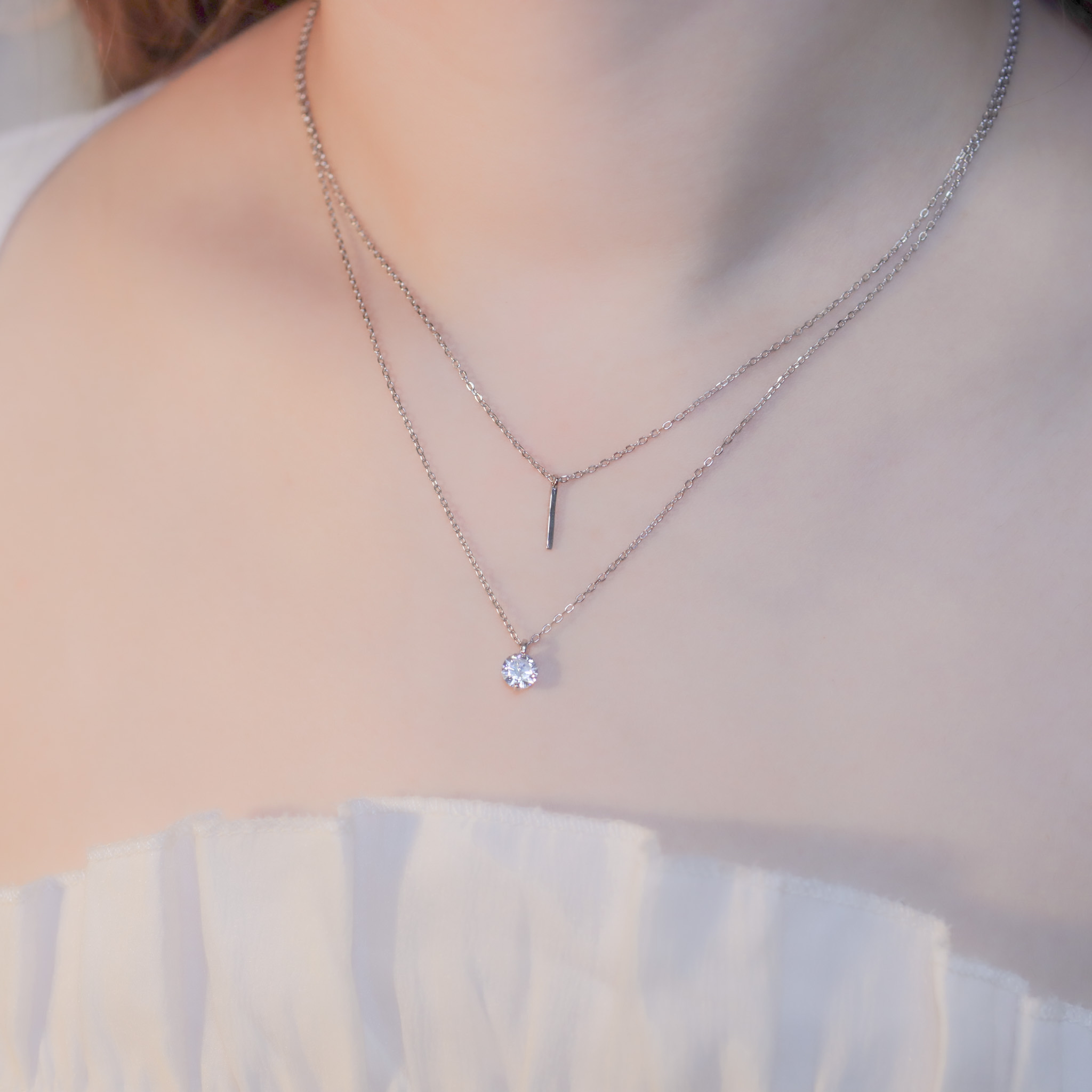 | 925 Silver・White Gold・Rose Gold | Special Place Double Necklace（Silver / Rose Gold) | NE1113 |