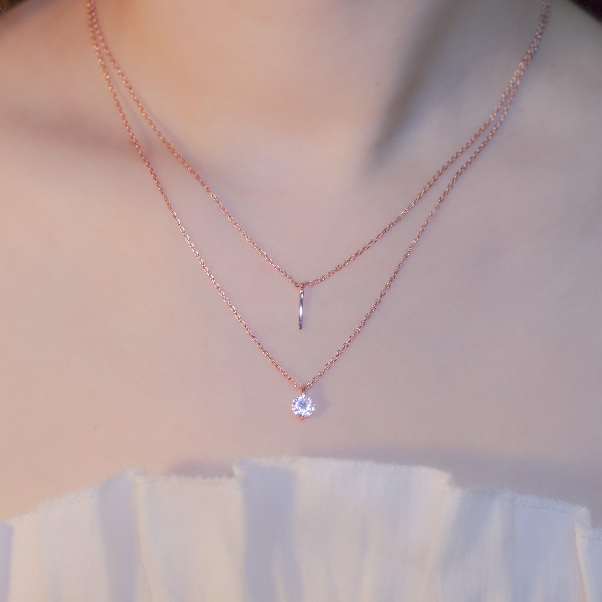 | 925 Silver・White Gold・Rose Gold | Special Place Double Necklace（Silver / Rose Gold) | NE1113 |