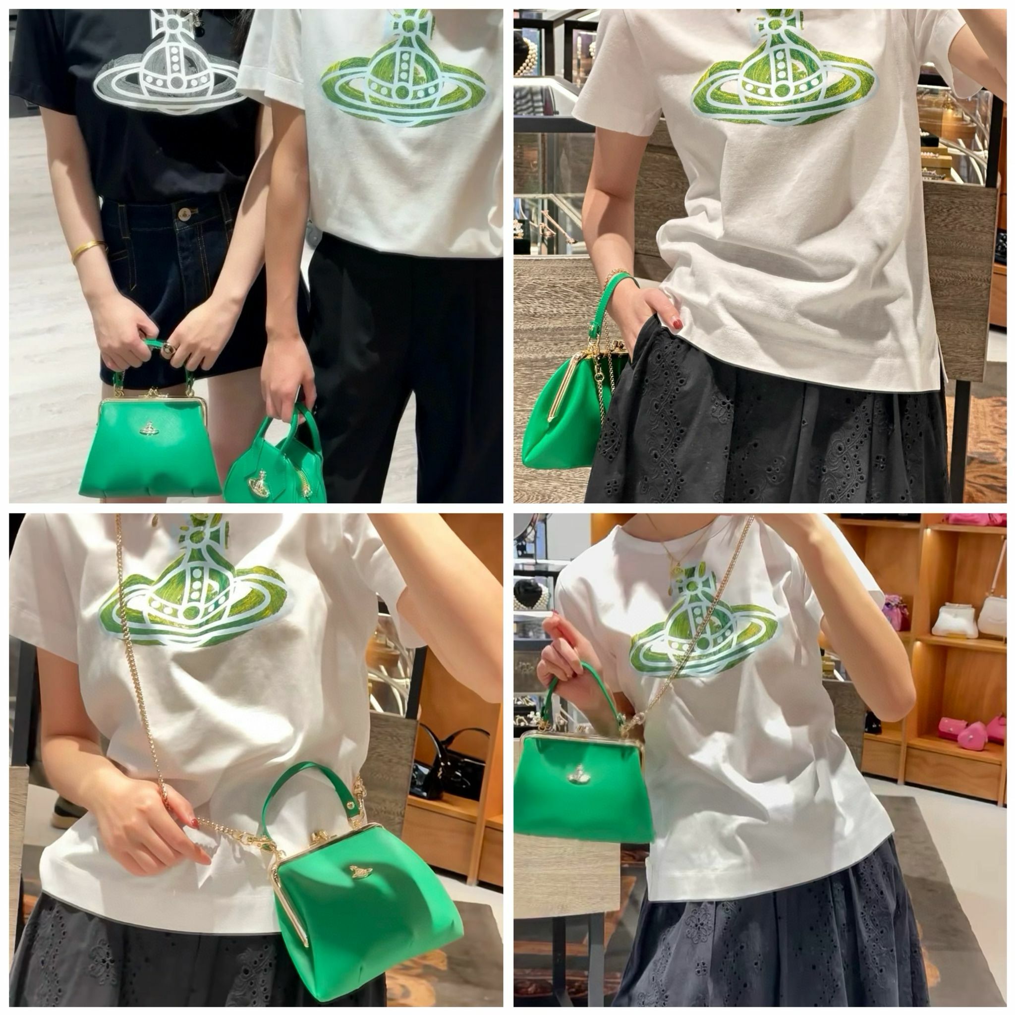 Vivienne westwood經典印花小土星🪐拼接撞色短Tee