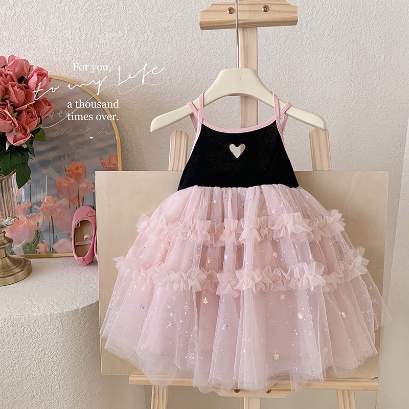 現貨 110cm 細肩帶星星亮片蛋糕裙洋裝 90-140cm #T25091