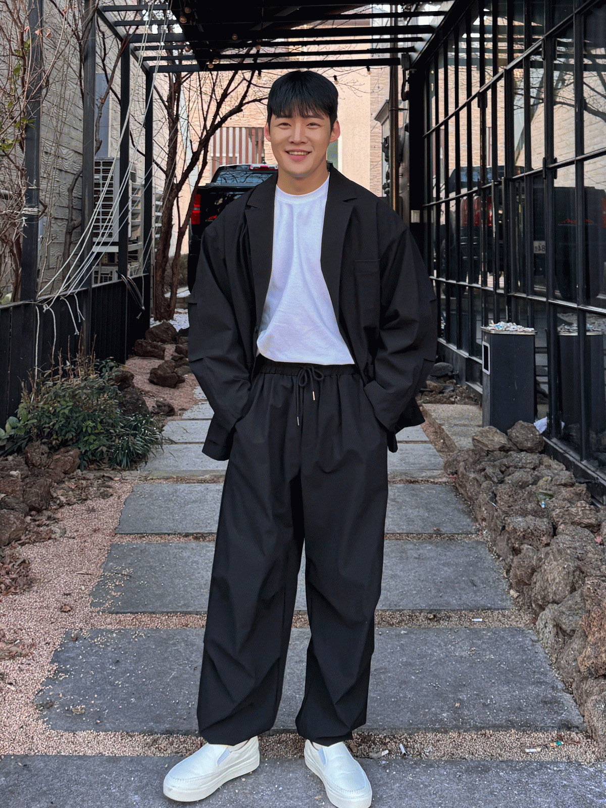 美式風格尼龍寬鬆西裝外套