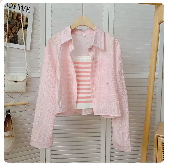 Thin long-sleeved top (pink single shirt size: S-3XL) (please contact customer service to confirm the shipping size after placing an order)