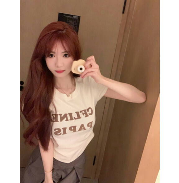 Summer irregular short-sleeved T (apricot) [Size: S-L] [Contact customer service to confirm the shipping size after placing an order]