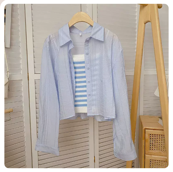 Thin long-sleeved top (blue single shirt size: S-3XL) (please contact customer service to confirm the shipping size after placing an order)