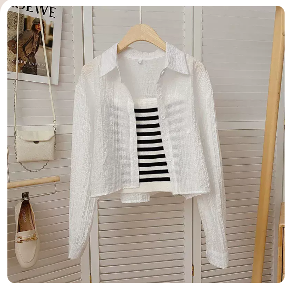 Thin long-sleeved top (white single shirt size: S-3XL) (please contact customer service to confirm the shipping size after placing an order)