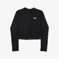 [S] FILA WOMEN'S HOT SUMMER CROP FULL ZIP UP RASH GUARD,BLACK, FS2RTF2451F-BLK (SFL483)
