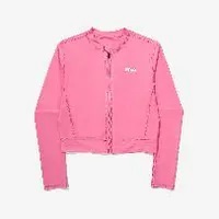 [S] FILA WOMEN'S HOT SUMMER CROP FULL ZIP UP RASH GUARD,PINK, FS2RTF2451F-PIK (SFL484)