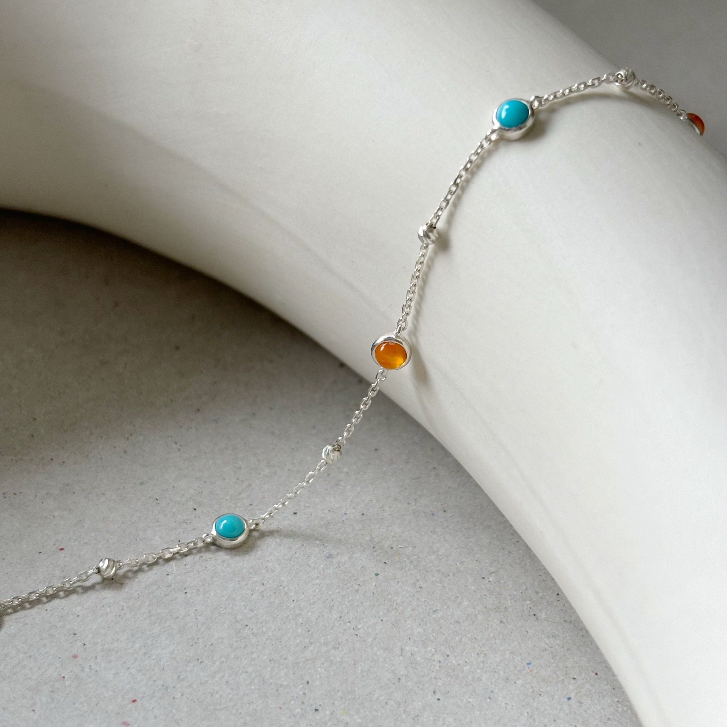 光面小圓橘瑪瑙土耳其石cutting ball手鍊