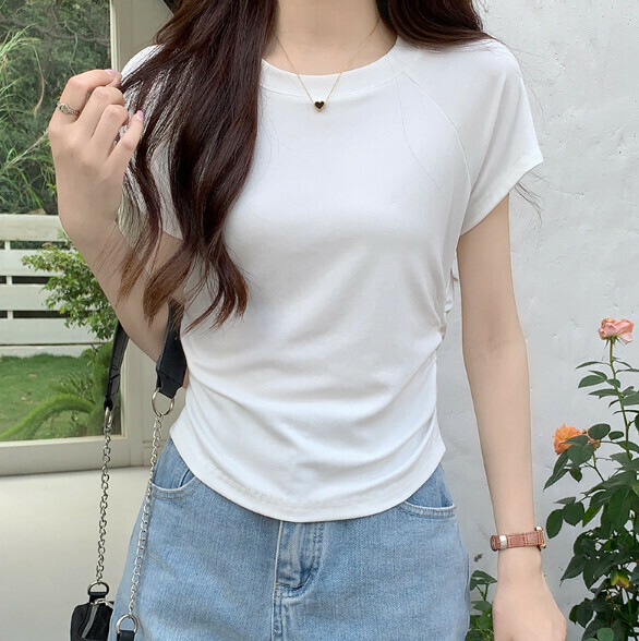 Summer cut-out open back short sleeve t (white) [Size: S-XL] [Contact customer service to confirm the shipping size after placing an order]