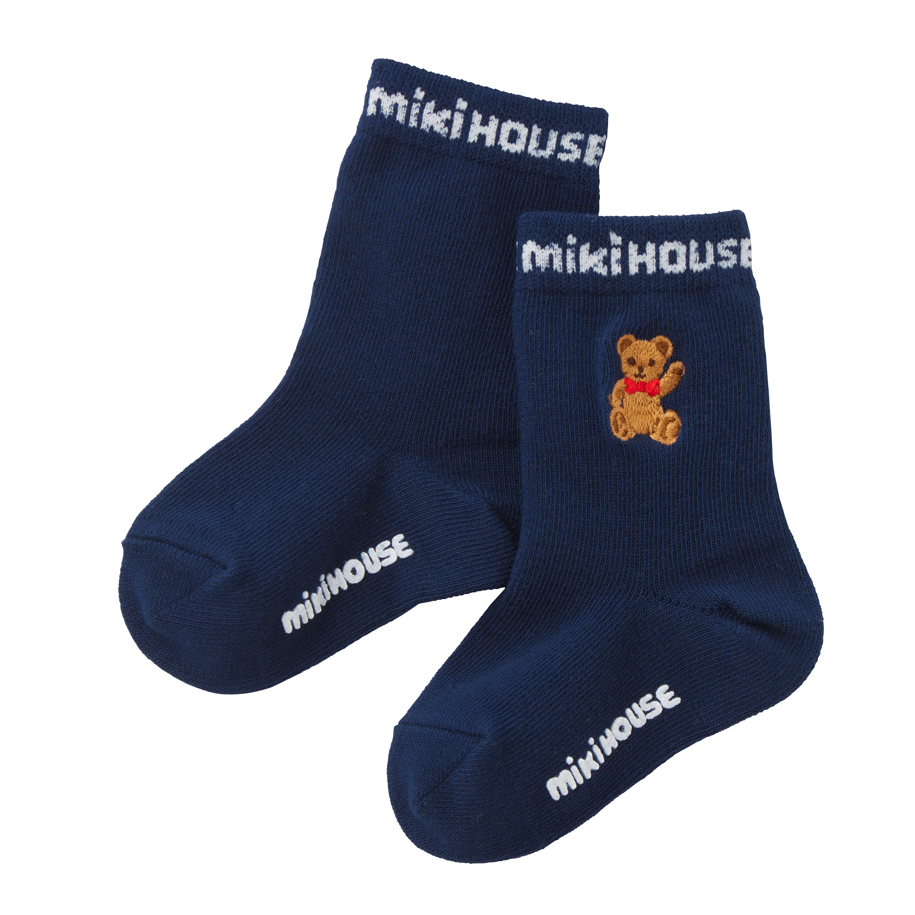 MIKI HOUSE BEAR中筒襪-藏藍