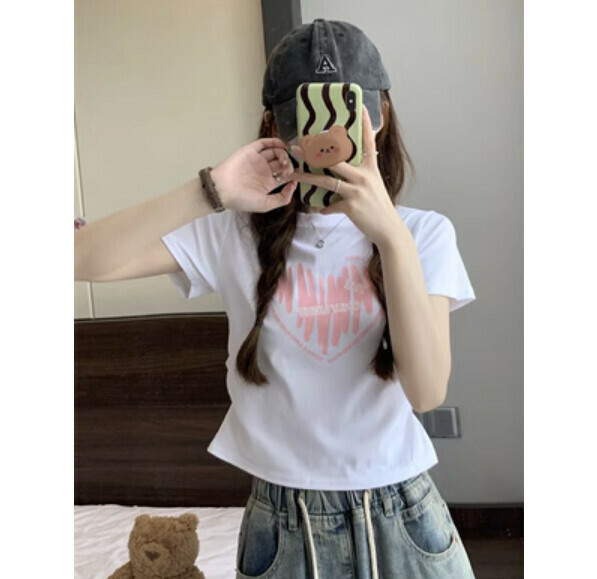 Summer Printed Short Sleeve T (White) [Size: S-L] [Contact Customer Service to Confirm Shipping Size after Placing an Order]