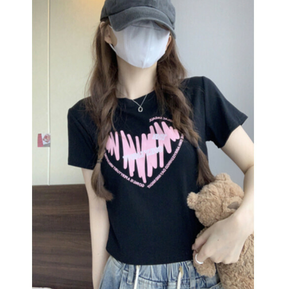 Summer Printed Short Sleeve T (Black) [Size: S-L] [Contact Customer Service to Confirm Shipping Size after Placing an Order]