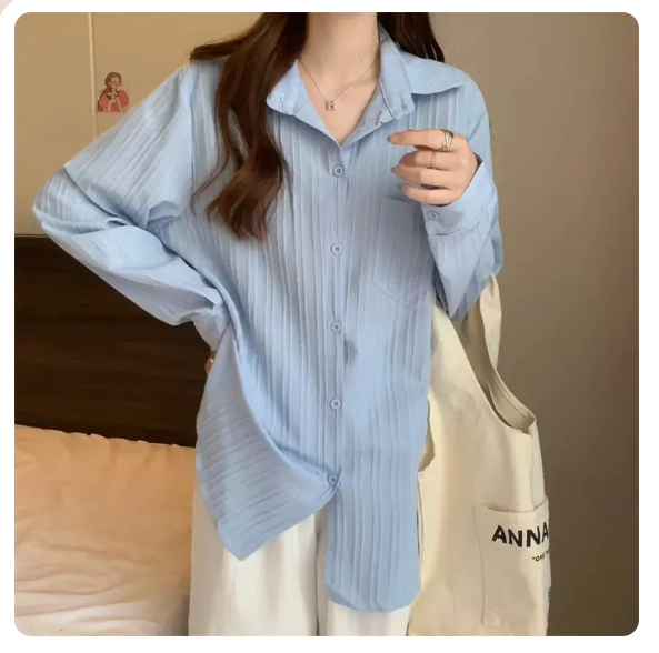 Long sleeve shirt (blue size: S-3XL) (please contact customer service to confirm the shipping size after placing an order)