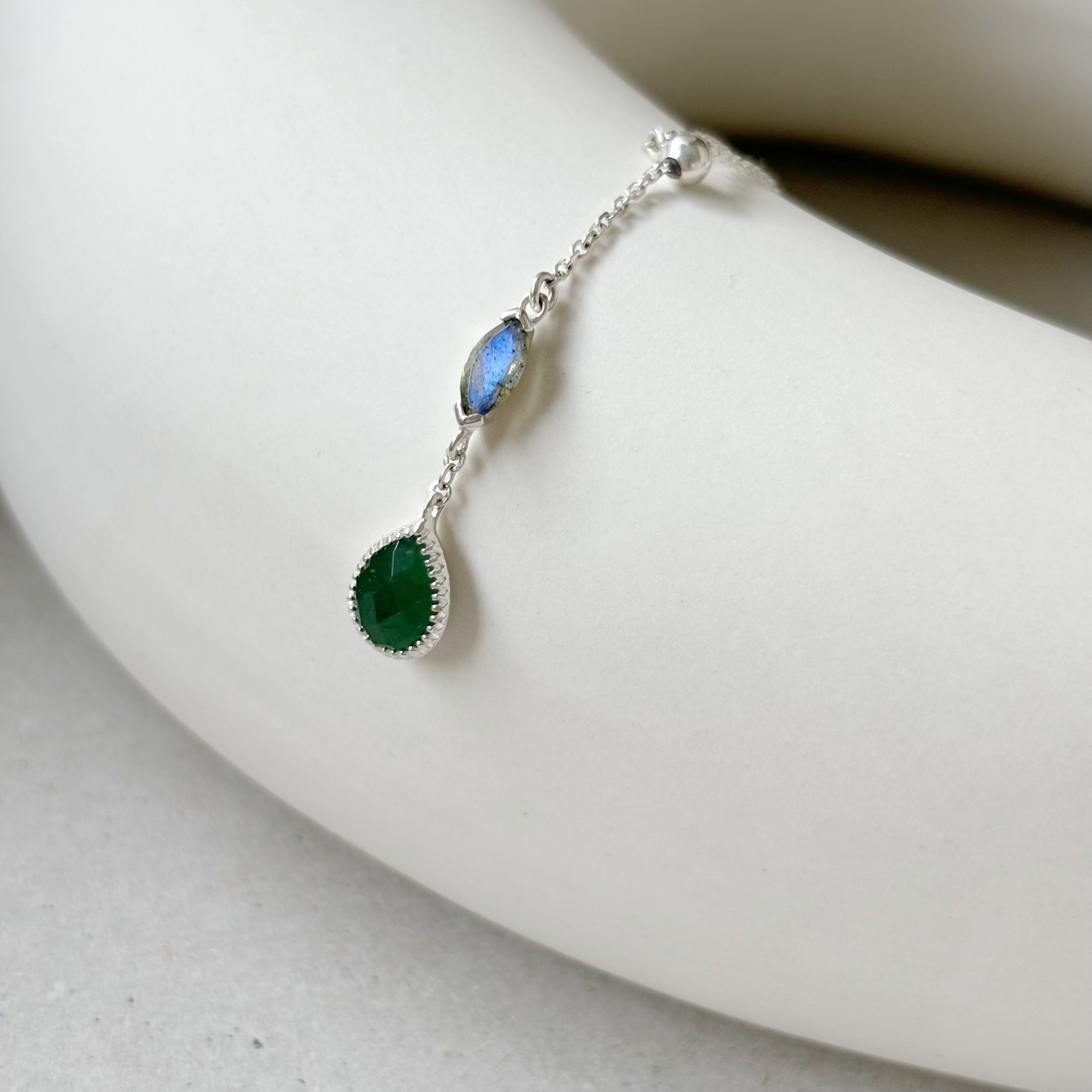 marquise水滴拉長東菱石可調式Y字項鍊