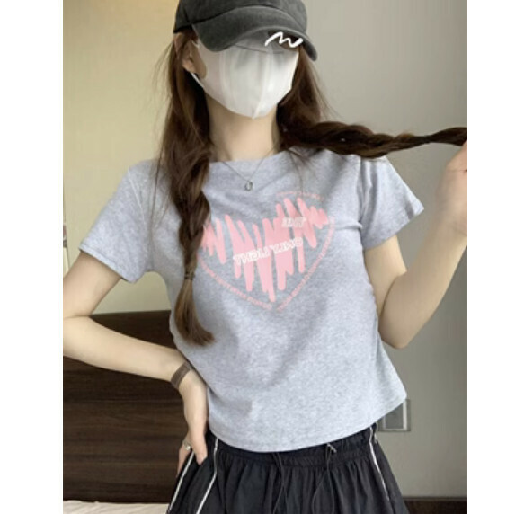 Summer Printed Short Sleeve T (Gray) [Size: S-L] [Contact Customer Service to Confirm Shipping Size after Placing an Order]