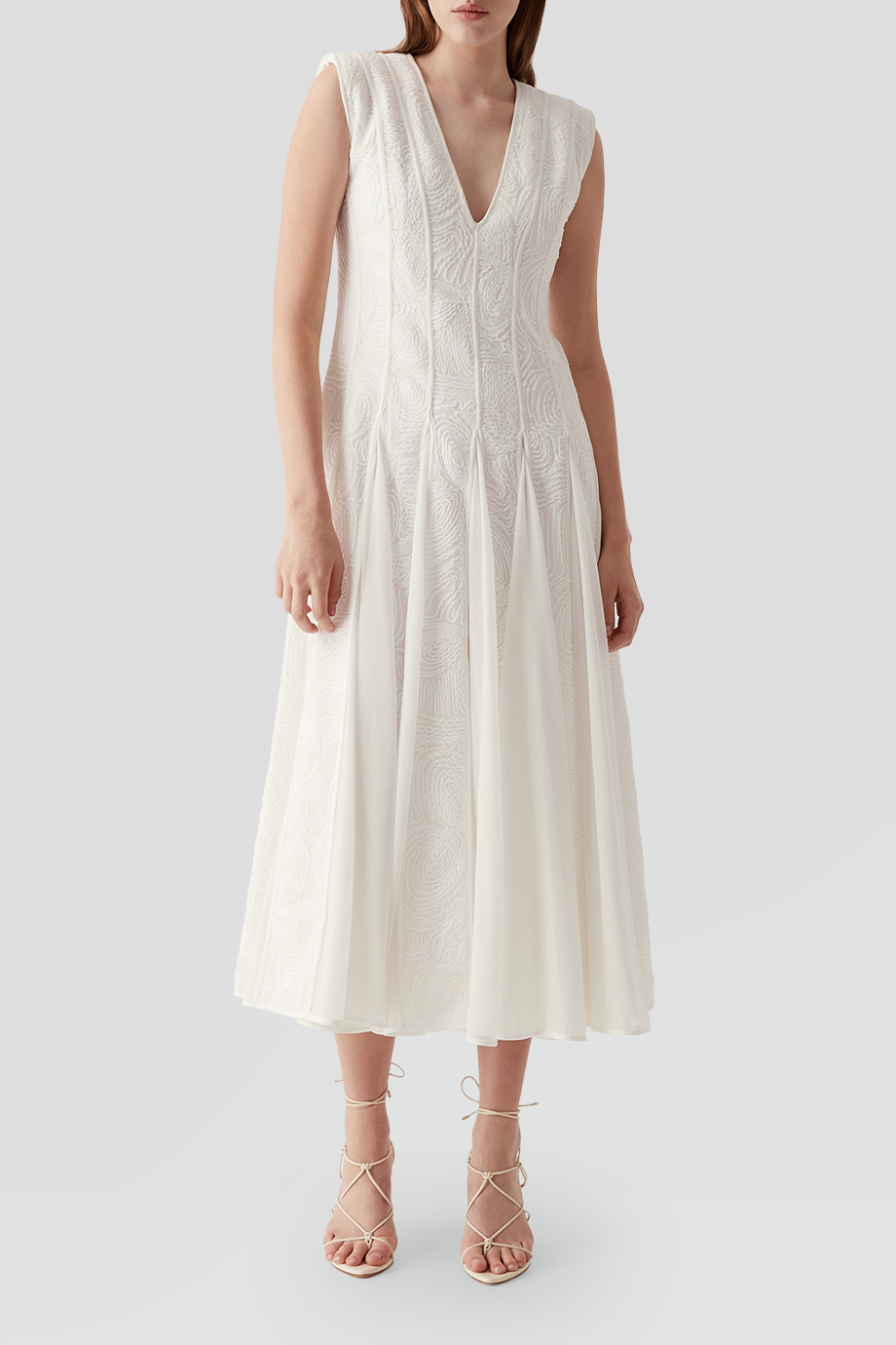 Aje｜SOLEIL 圓領無袖蕾絲傘擺洋裝