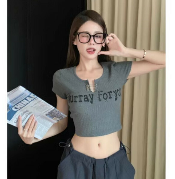 Summer slim slim short sleeve t (gray) [size: S-L] [Contact customer service to confirm the shipping size after placing an order]