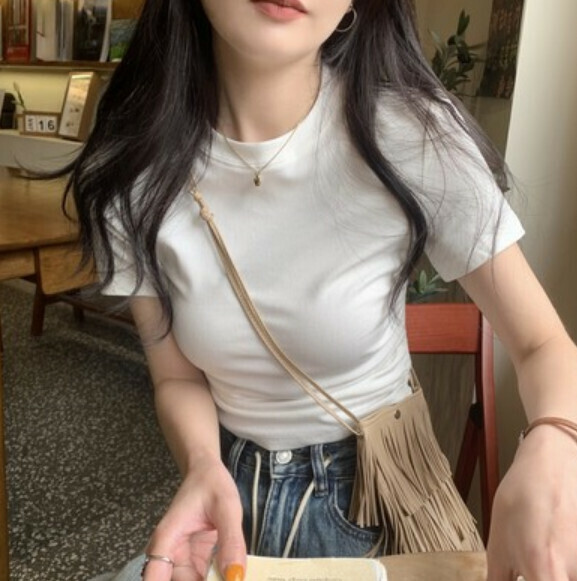 Summer Irregular Short Sleeve T (White) [Size: S-XL] [Contact Customer Service to Confirm Shipping Size After Placing an Order]