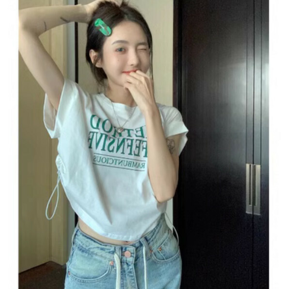 Summer Irregular Short Sleeve T (White) [Size: S-XL] [Contact Customer Service to Confirm Shipping Size After Placing an Order]