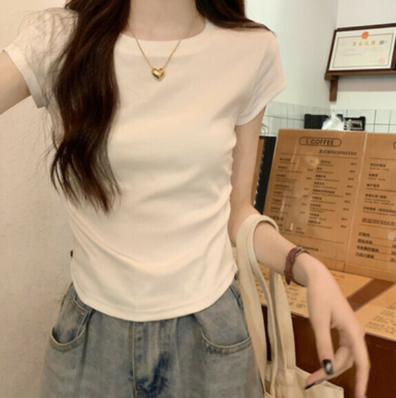 Summer slimming short sleeve t (white) [size: S-XL] [Contact customer service to confirm the shipping size after placing an order]