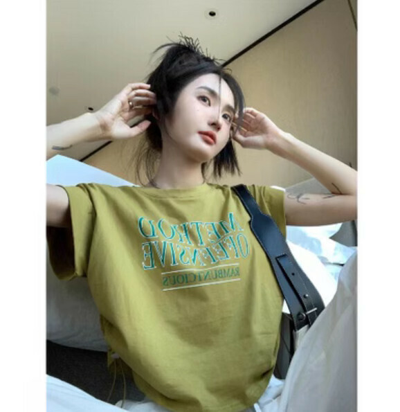 Summer irregular short-sleeved t (yellow) [size: S-XL] [Contact customer service to confirm the shipping size after placing an order]