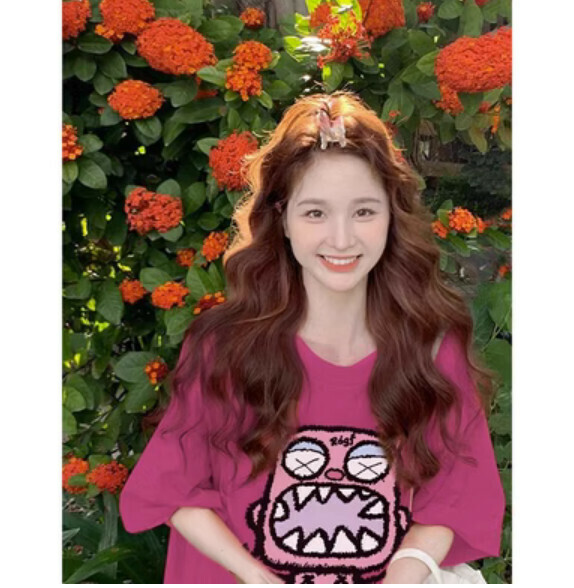Summer raglan sleeve short sleeve t (dragon fruit color) [size: S-2XL] [Contact customer service to confirm the shipping size after placing an order]