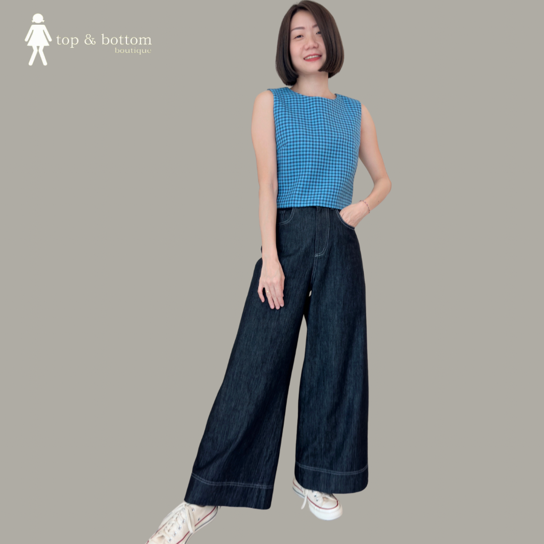 HIGH WAISTED DENIM WIDE LEG PANT