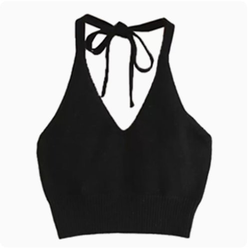 Lace-up camisole, black, one size
