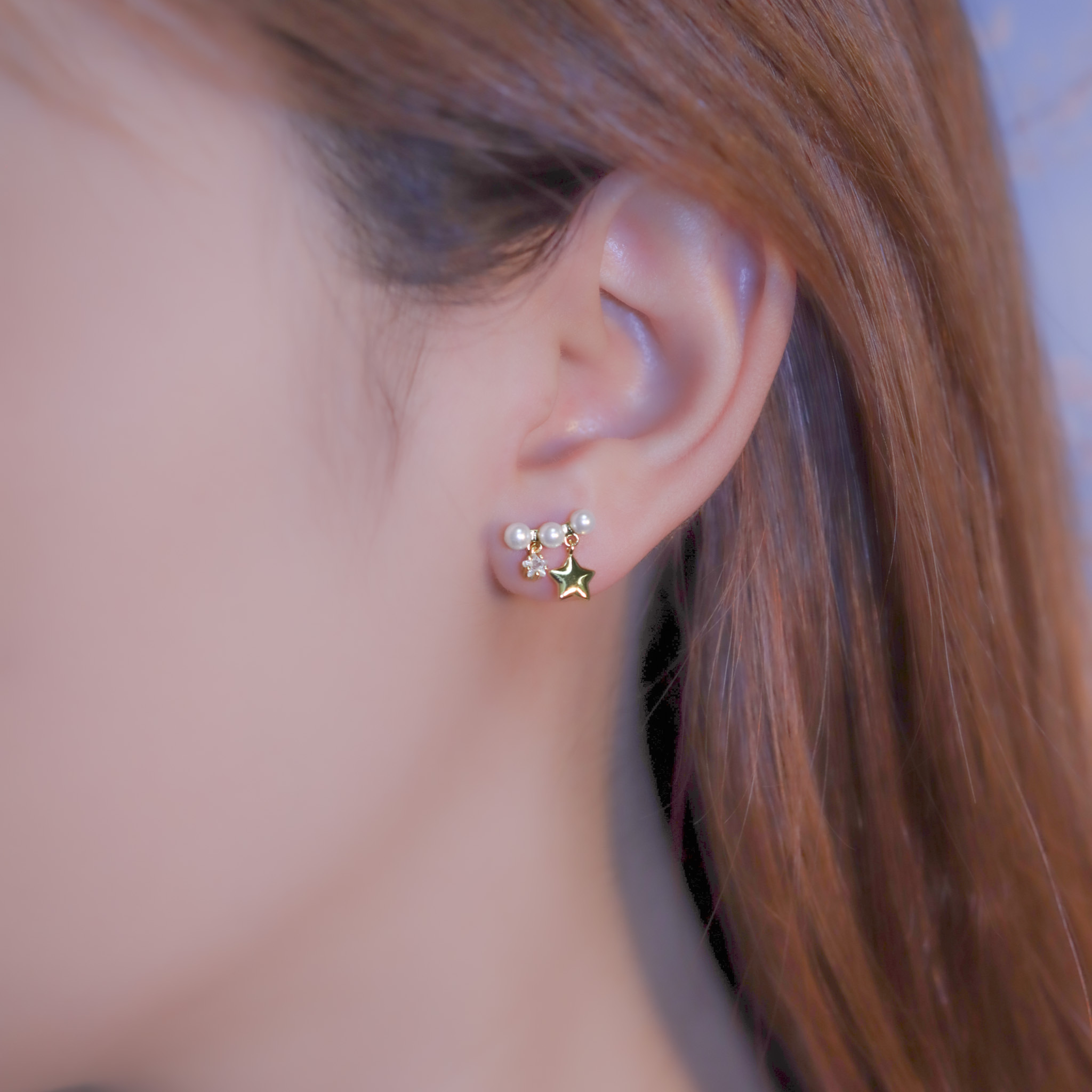 | 925 Silver・White Gold・Pearl | Precious Star Earrings | EA0781 |