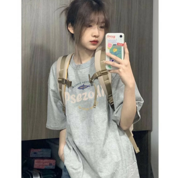 Summer Retro Short Sleeve T (Gray) [Size: S-2XL] [Contact Customer Service to Confirm Shipping Size After Placing an Order]