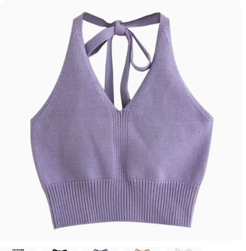 Lace-up halter neck camisole, purple, one size