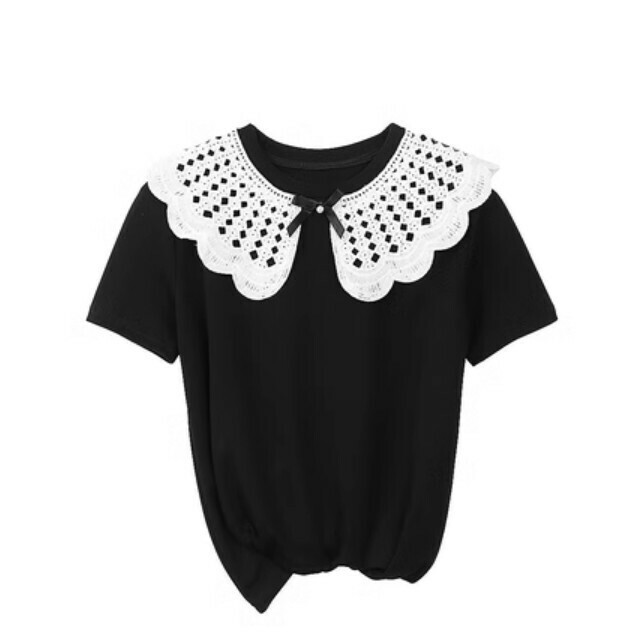 Women's Summer Short Sleeve T-Shirt Top (Black S-XL) (Contact Customer Service to Confirm Shipping Size after Ordering)
