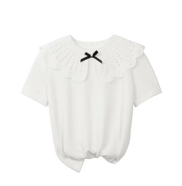 Women's Summer Short Sleeve T-Shirt Top (White S-XL) (Contact Customer Service to Confirm Shipping Size after Ordering)